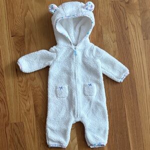 3M Carter's White Fleece Hooded One Piece